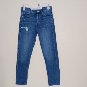 Express Vintage Skinny Ankle Distressed Button Fly High Rise Denim Jeans Size 2R